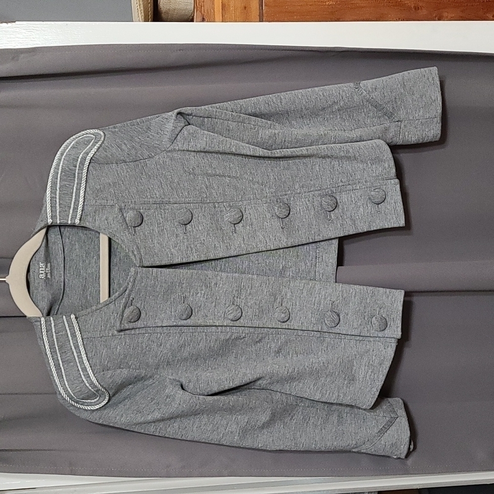 A.N.A. A New Approach Women's Blazer Gray Band Style Size M EUC